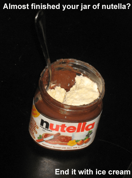 hack of how to eat nutella with ice cream