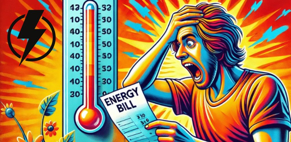 graphic of man going crazy after seeing his electric bill